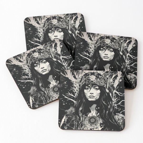 Artikelvorschau, Ukiyo-e Fairy Tale Female Empowerment Black and White Female Portrait entworfen und verkauft von BrandonArtWorld.
