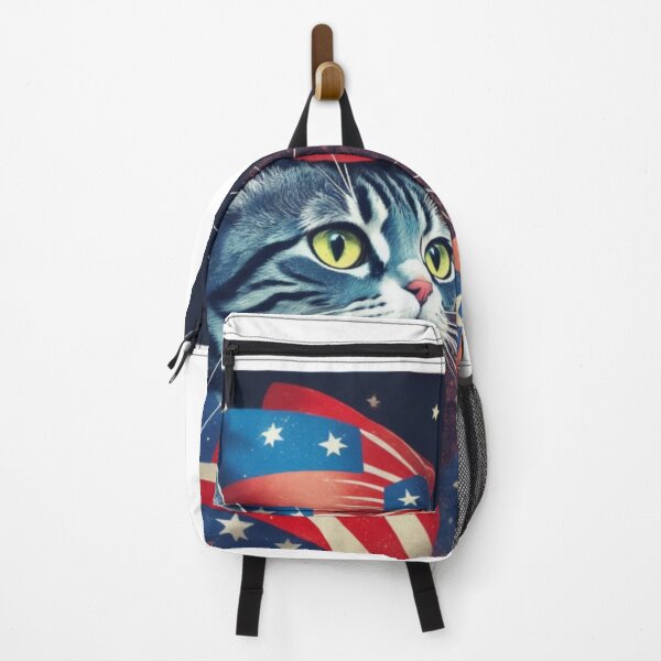 Item preview, Sparkling Independence - Patriotic Cat with Star-Spangled Hat designed and sold by LEVI SALVIAN JANITRA.