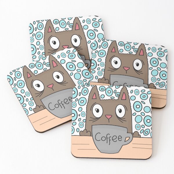 Item preview, cat with coffee designed and sold by Sharonmtm.