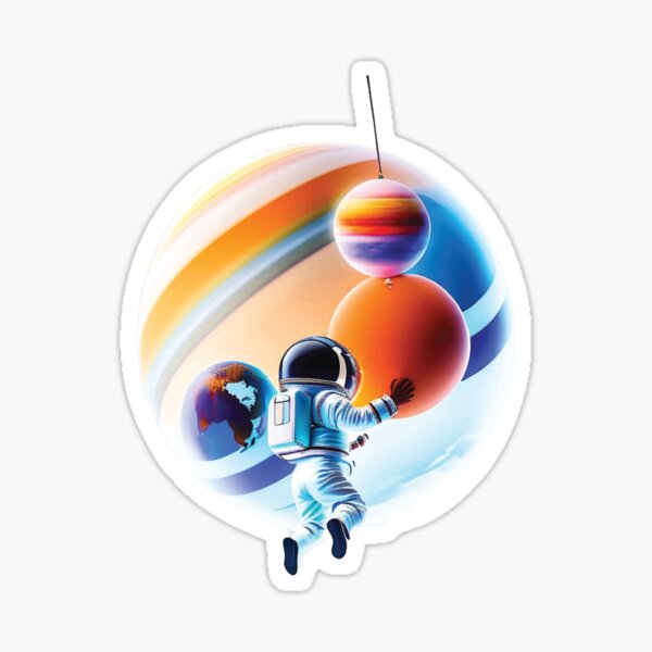 Astronaut Holding Balloons Sticker