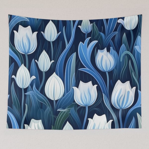 Item preview, Frosty Elegance: Blue-Stemmed White Tulips designed and sold by ShopWilPrints.