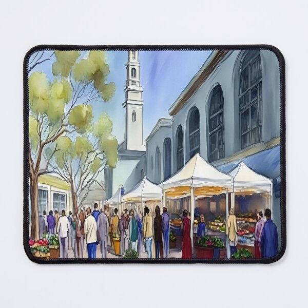 Item preview, From Farm to Canvas: Experience the Vibrant Energy of the Ferry Building Farmers Market San Francisco Painting designed and sold by Tamas Das.