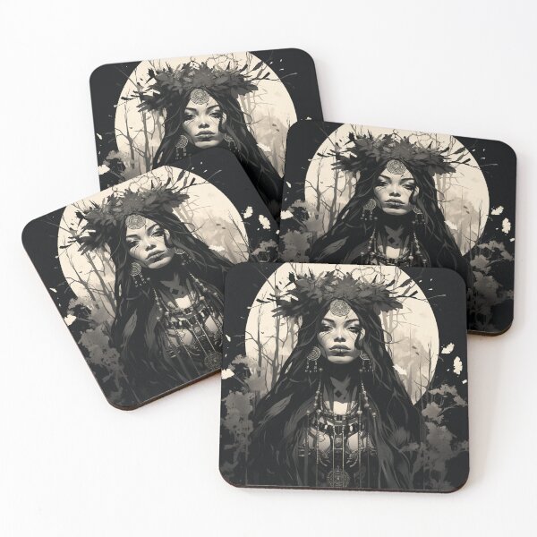 Item preview,  Ukiyo-e Fairy Tale Female Empowerment Black and White Female Portrait  designed and sold by BrandonArtWorld.