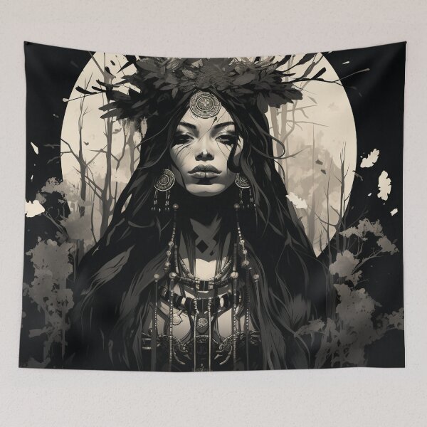 Item preview, Ukiyo-e Fairy Tale Female Empowerment Black and White Female Portrait designed and sold by BrandonArtWorld.