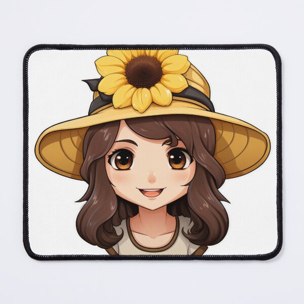 Item preview, Cute Flower girl wearing a sunhat, sunflower themed, cartoon style designed and sold by HandCraftedArt.