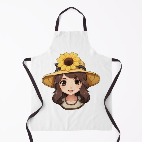 Item preview, Cute Flower girl wearing a sunhat, sunflower themed, cartoon style designed and sold by HandCraftedArt.