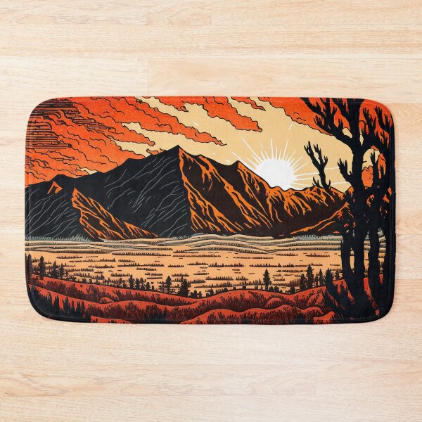 Item preview, WOODCUT OF SUNSET OVER THE SIERRAS designed and sold by ArtbyRolleen.