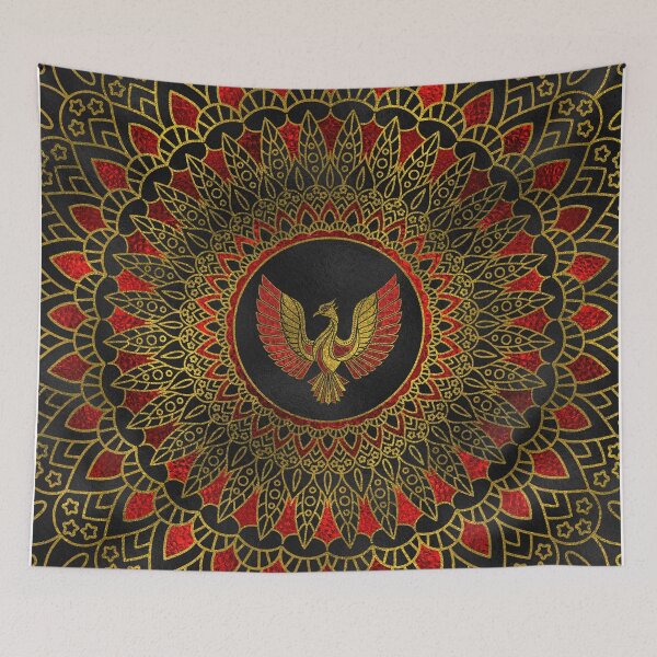 Item preview, Gold and red Decorated Phoenix bird symbol designed and sold by k9printart.