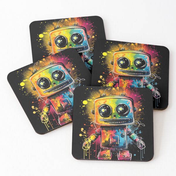 Item preview, Funny Robot Design Robotics Bot Lovers Paint Splatter Style designed and sold by SpookshowDesign.