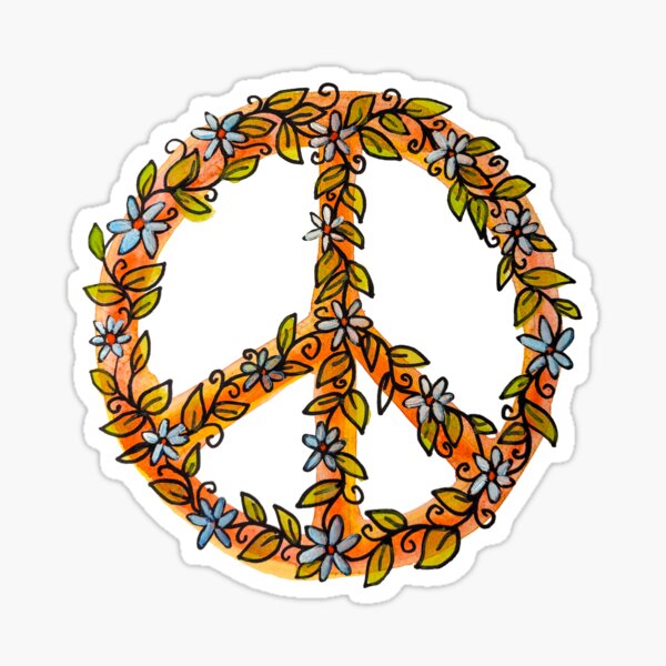 Flower Power Peace Sign Sticker