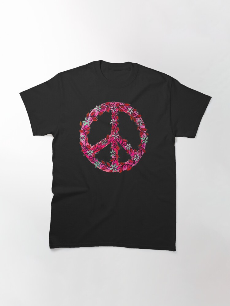 Thumbnail 2 of 7, Classic T-Shirt, Flower Power Peace Sign designed and sold by heartsake.