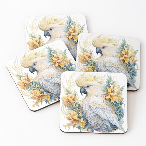 Item preview, Sulphur crested cockatoo in the style of organic art nouveau designed and sold by Adriano Carrideo.