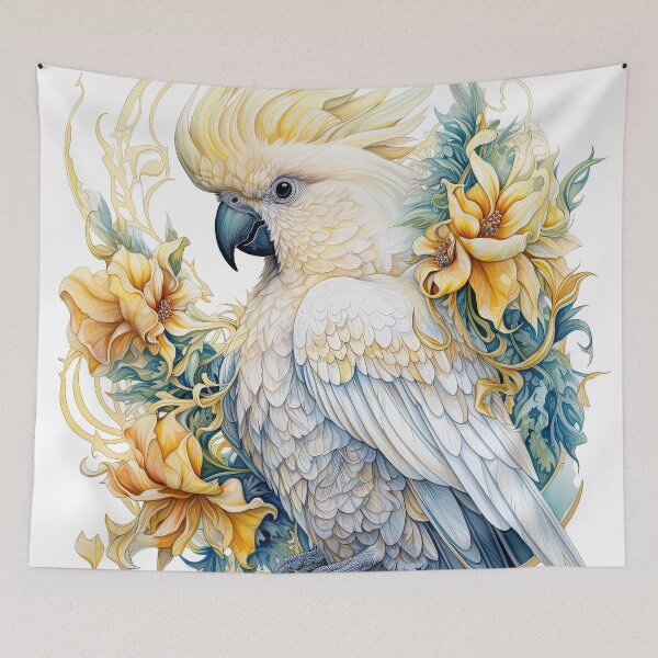 Item preview, Sulphur crested cockatoo in the style of organic art nouveau designed and sold by Adriano Carrideo.