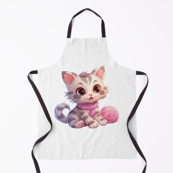 Item preview, Cute kitten playing with pink yarn, cartoon style, kitten playing designed and sold by HandCraftedArt.