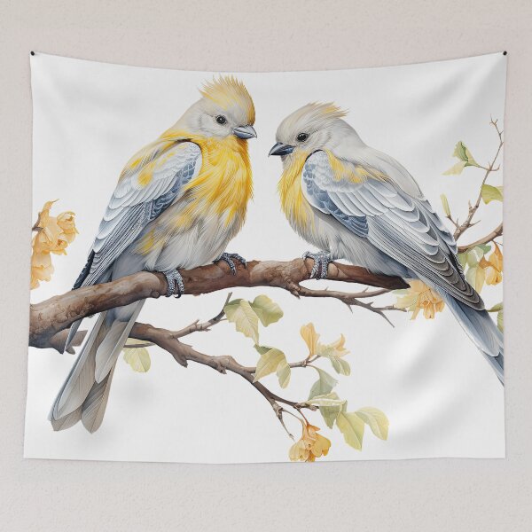 Item preview, Two birds sitting in a tree - realistic watercolor designed and sold by Adriano Carrideo.