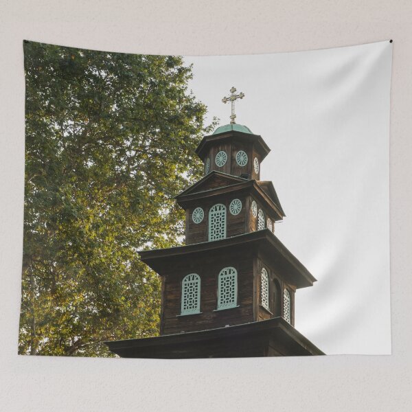 Item preview, Wooden Bell Tower of Sveta Marina Church and Giant Sycamore Tree designed and sold by Georgia Mizuleva.