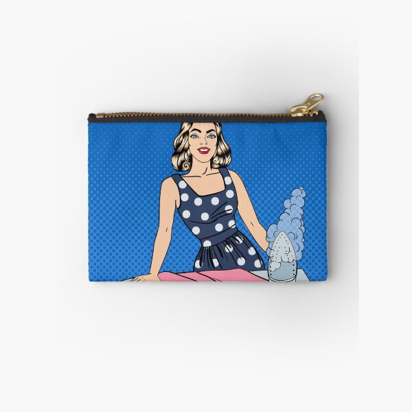 Aperçu de l'œuvre Femme, repasser, vêtements Fille faisant le travail à la maison. Pop Art. créée et vendue par ivector.