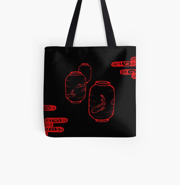 lampions japonais rouges Tote bag doublé