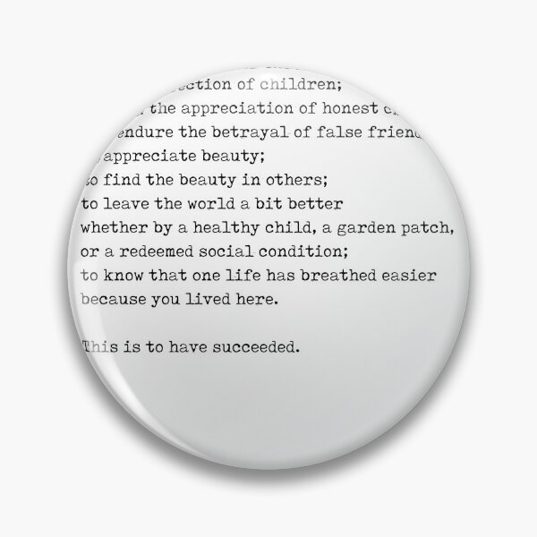 Item preview, Ralph Waldo Emerson Quote 1 - This is to have succeeded - Minimal, Black and White, Motivational designed and sold by Studio Grafiikka.
