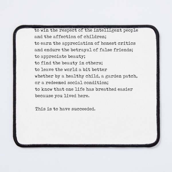 Item preview, Ralph Waldo Emerson Quote 1 - This is to have succeeded - Minimal, Black and White, Motivational designed and sold by Studio Grafiikka.
