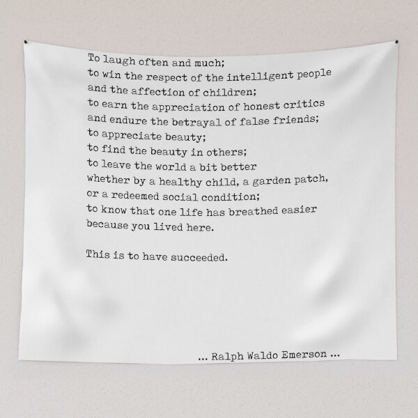 Item preview, Ralph Waldo Emerson Quote 1 - This is to have succeeded - Minimal, Black and White, Motivational designed and sold by Studio Grafiikka.