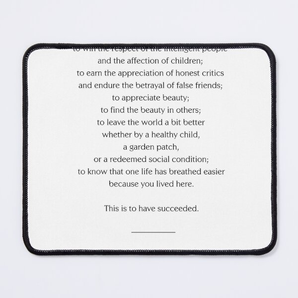Item preview, Ralph Waldo Emerson Quote - This is to have succeeded 3 - Minimal, Black and White, Motivational designed and sold by Studio Grafiikka.