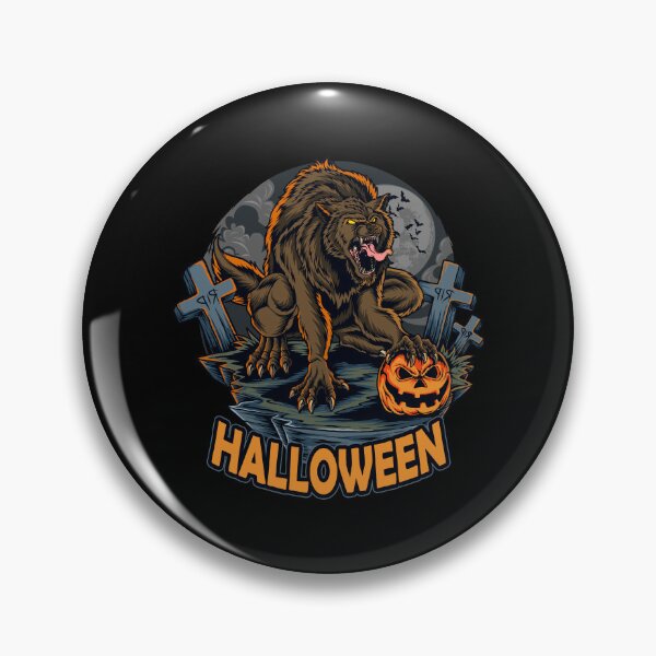 Artikelvorschau, Werewolf is holding a Halloween pumpkin among scary graves entworfen und verkauft von quanlh.
