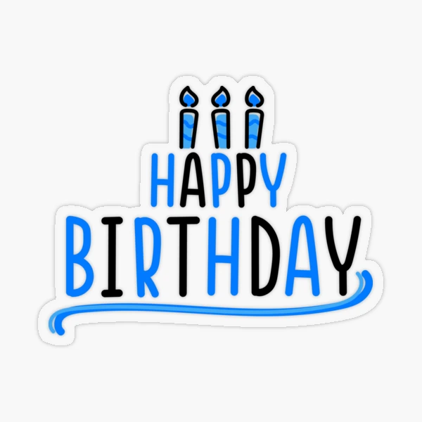 BLUE HAPPY BIRTHDAY, STICKER, Zazzle