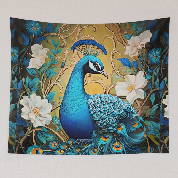 Item preview, Peacock with flowers illustration designed and sold by Adriano Carrideo.