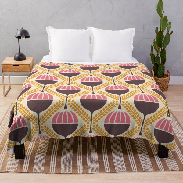 Item preview, KF 0074 C - Retro Vintage Poppy Flower 70s Modern Geometric Floral Pattern designed and sold by KhakiFinch.