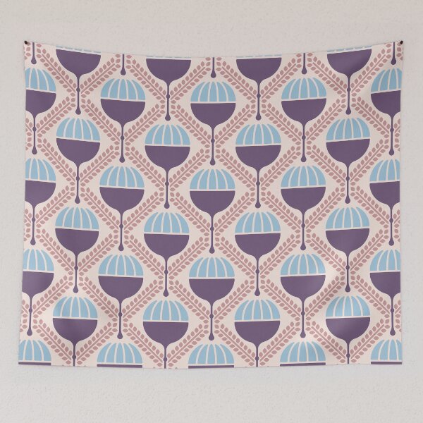 Item preview, KF 0074 F - Retro Vintage Poppy Flower 70s Modern Geometric Floral Pattern designed and sold by KhakiFinch.