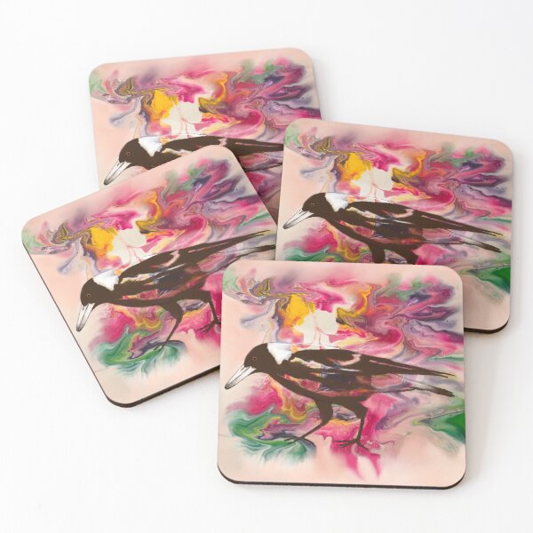 Item preview, Pink abstract with magpie designed and sold by Catherine Anicic.