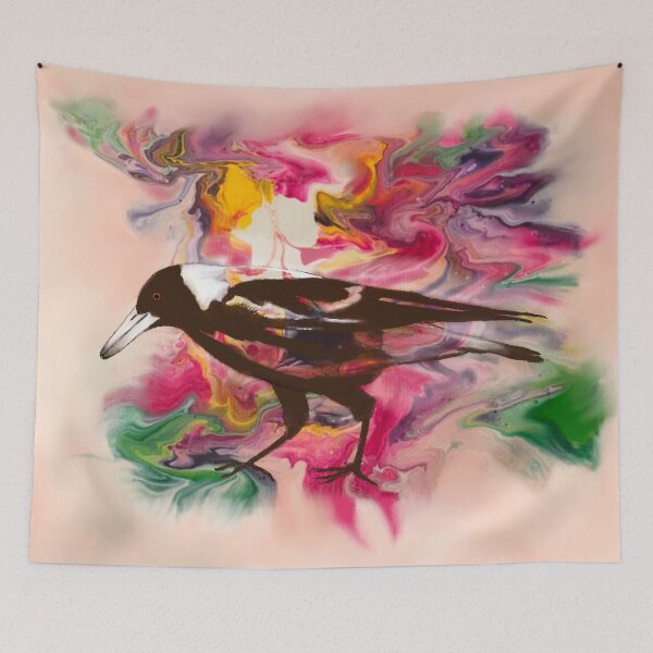 Item preview, Pink abstract with magpie designed and sold by Catherine Anicic.