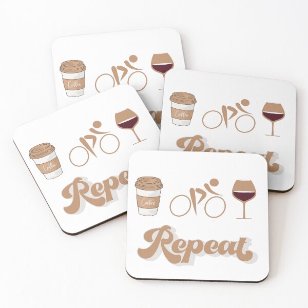 Item preview, Coffee Cycling Wine Repeat | Fun and Whimsical Design for Coffee Lovers and Cyclists designed and sold by GURUMAD.