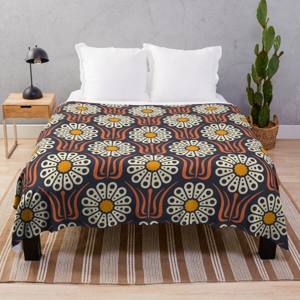 Item preview, KF 0075 C - Retro Vintage Daisy Flower 70s Modern Geometric Floral Pattern designed and sold by KhakiFinch.