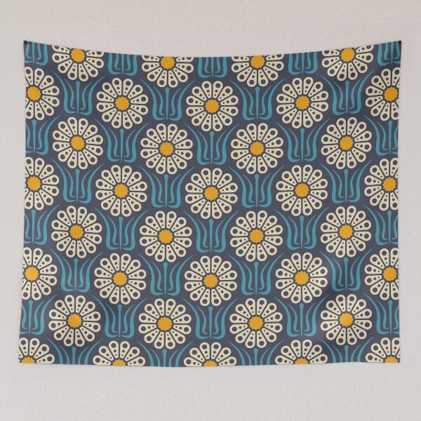 Item preview, KF 0075 F - Retro Vintage Daisy Flower 70s Modern Geometric Floral Pattern designed and sold by KhakiFinch.