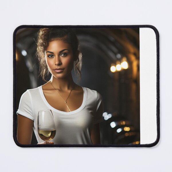 Item preview, African Lady Sommelier Showcasing Wine for Upscale Restaurant designed and sold by TheBrainArt.