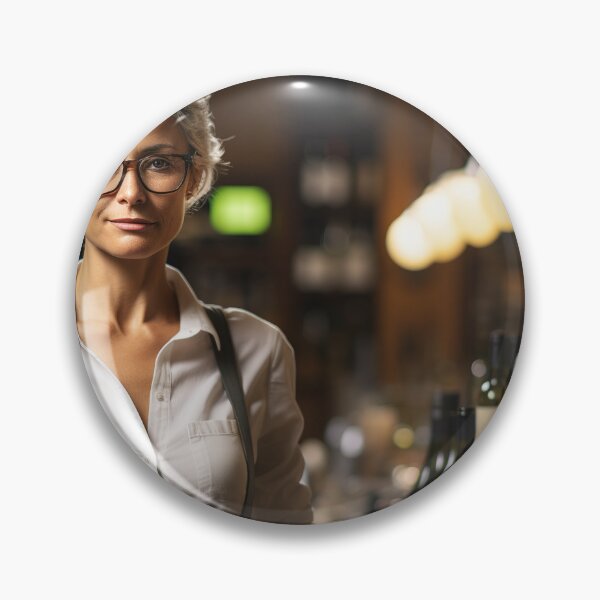 Item preview, Senior Lady Sommelier Decanting Wine for Upscale Restaurant designed and sold by TheBrainArt.
