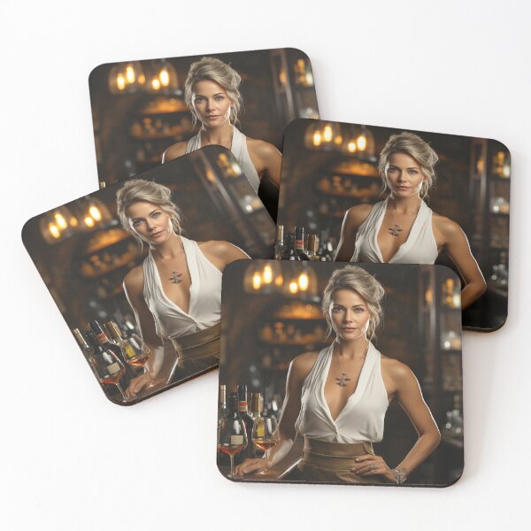 Item preview, Lady Sommelier Pairing Wine for Upscale Restaurant designed and sold by TheBrainArt.