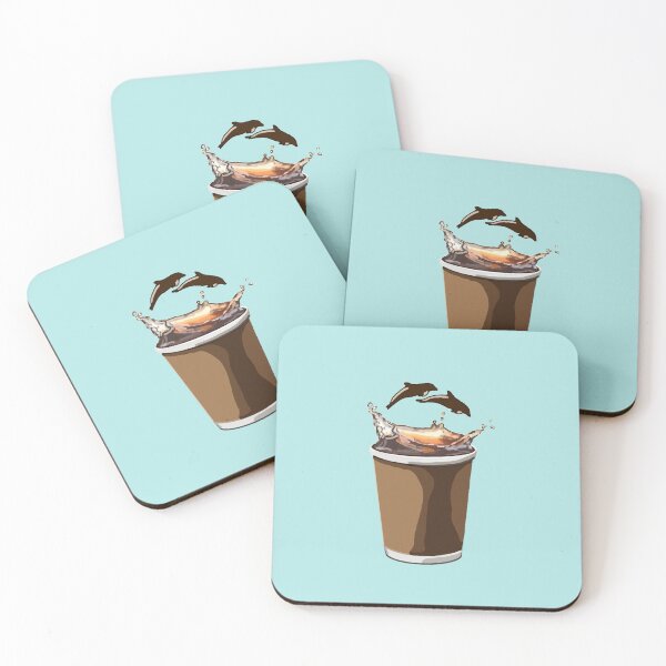 Item preview, Cup of Coffee Dolphins (Sea Green Background) designed and sold by octopuscafe.