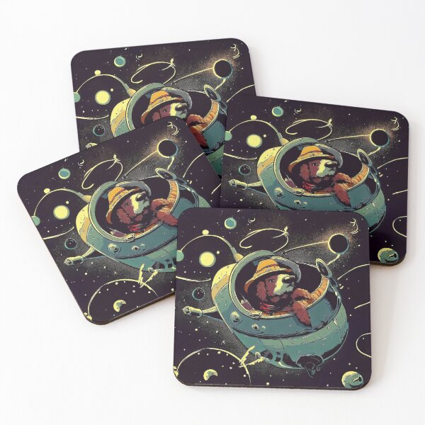 Item preview, Airedale terrier dog travel in spaceship by space retro cartoon designed and sold by TomFrontierArt.