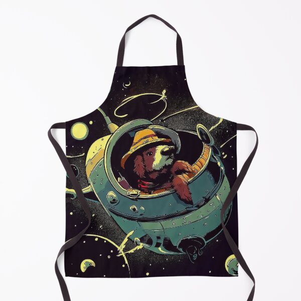 Item preview, Airedale terrier dog travel in spaceship by space retro cartoon designed and sold by TomFrontierArt.
