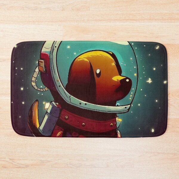 Item preview, dachshund sausage dog astronaut in space retro cartoon designed and sold by TomFrontierArt.