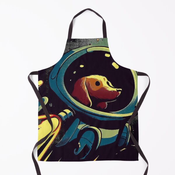Item preview, Dachshund sausage dog travel in spaceship by space retro cartoon designed and sold by TomFrontierArt.