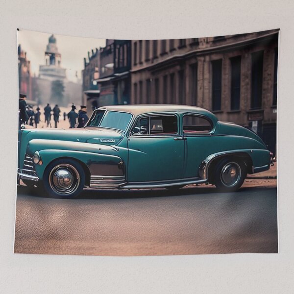 Artikelvorschau, Auto-Oldtimer auf Straßenillustration entworfen und verkauft von Hillarymarcus.