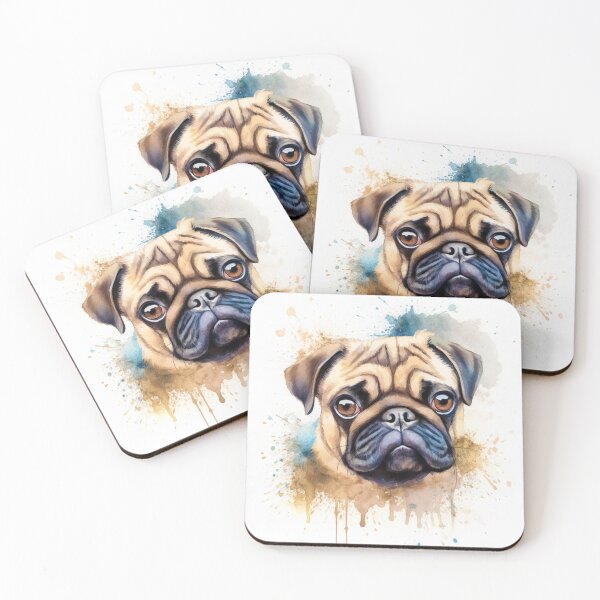 Item preview, a cute pug dog portrait using watercolor designed and sold by farizhilmi.