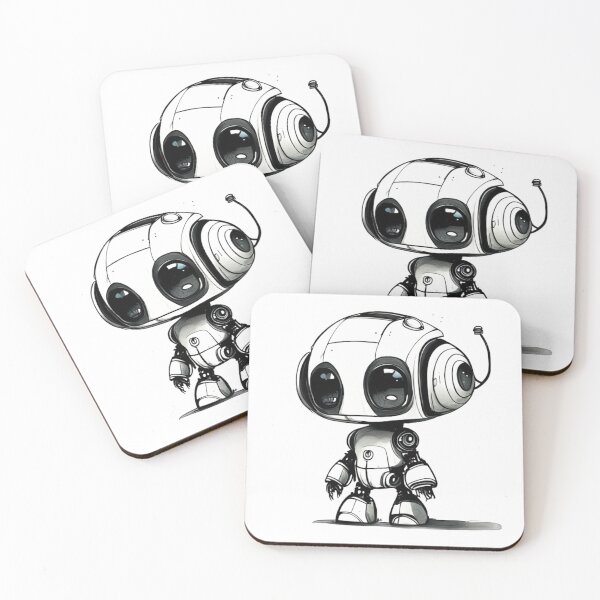 Item preview, Cute Little Robot Black and White Design for T-Shirts and Canvas designed and sold by byaz3.