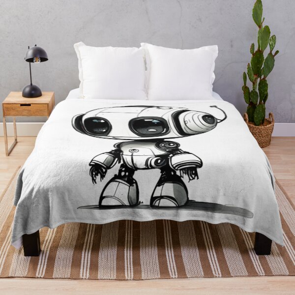 Item preview, Cute Little Robot Black and White Design for T-Shirts and Canvas designed and sold by byaz3.