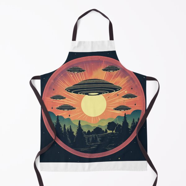 Item preview, Flying Saucers UFO appearing at sunset in Retro Vintage Style designed and sold by redstar19.