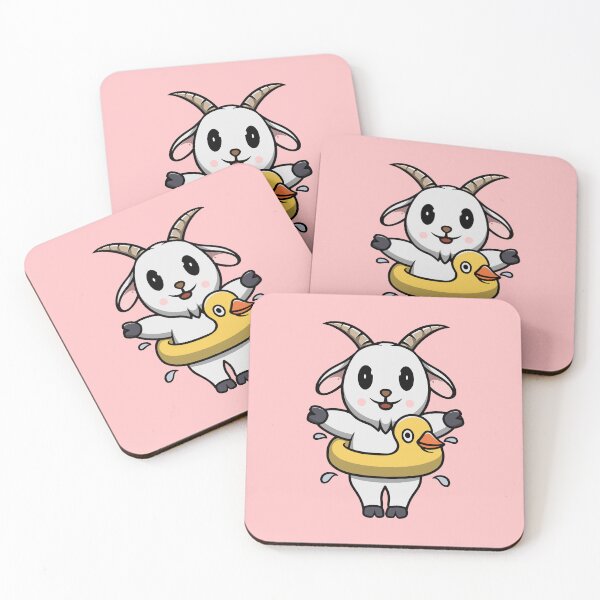 Item preview, Cute goat with duck floater illustration designed and sold by cubbone.